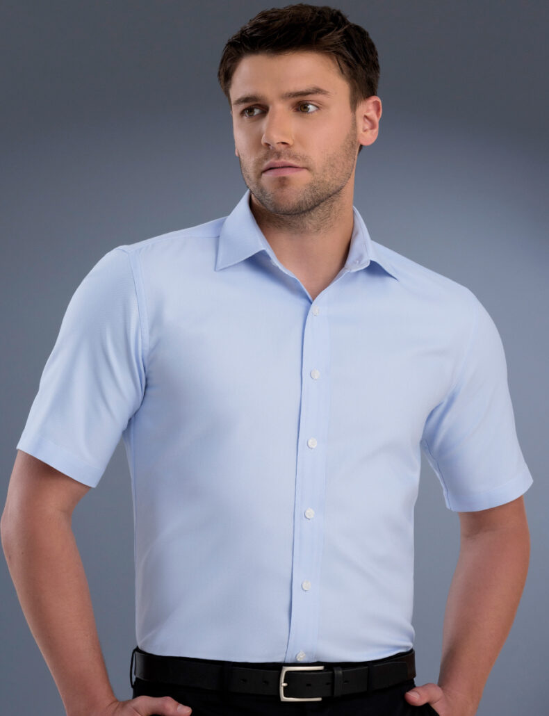 Mens Slim Fit Short Sleeve Pinpoint Oxford
